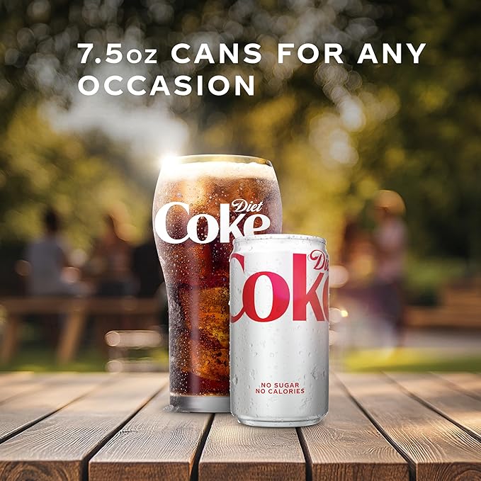 Diet Coke Fridge Pack Diet Soda, 7.5 fl oz Cans, 10 Pack - Mini Soda Soft Drinks