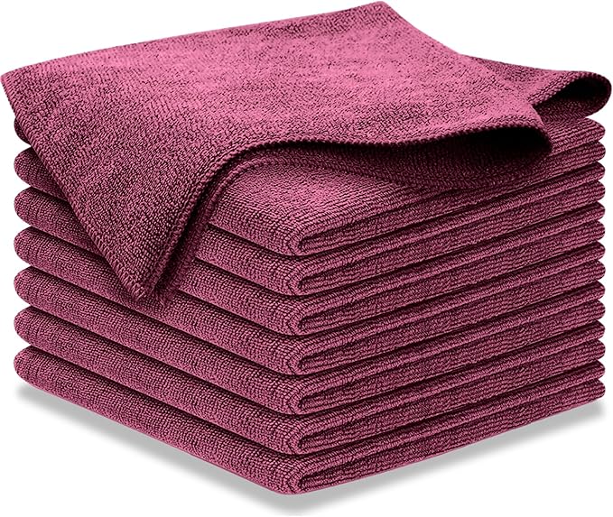 USANOOKS Microfiber Cleaning Cloth - 1200 Washes, Ultra Absorbent Towels Grip Root Weave Grime - 08pack - Burgundy