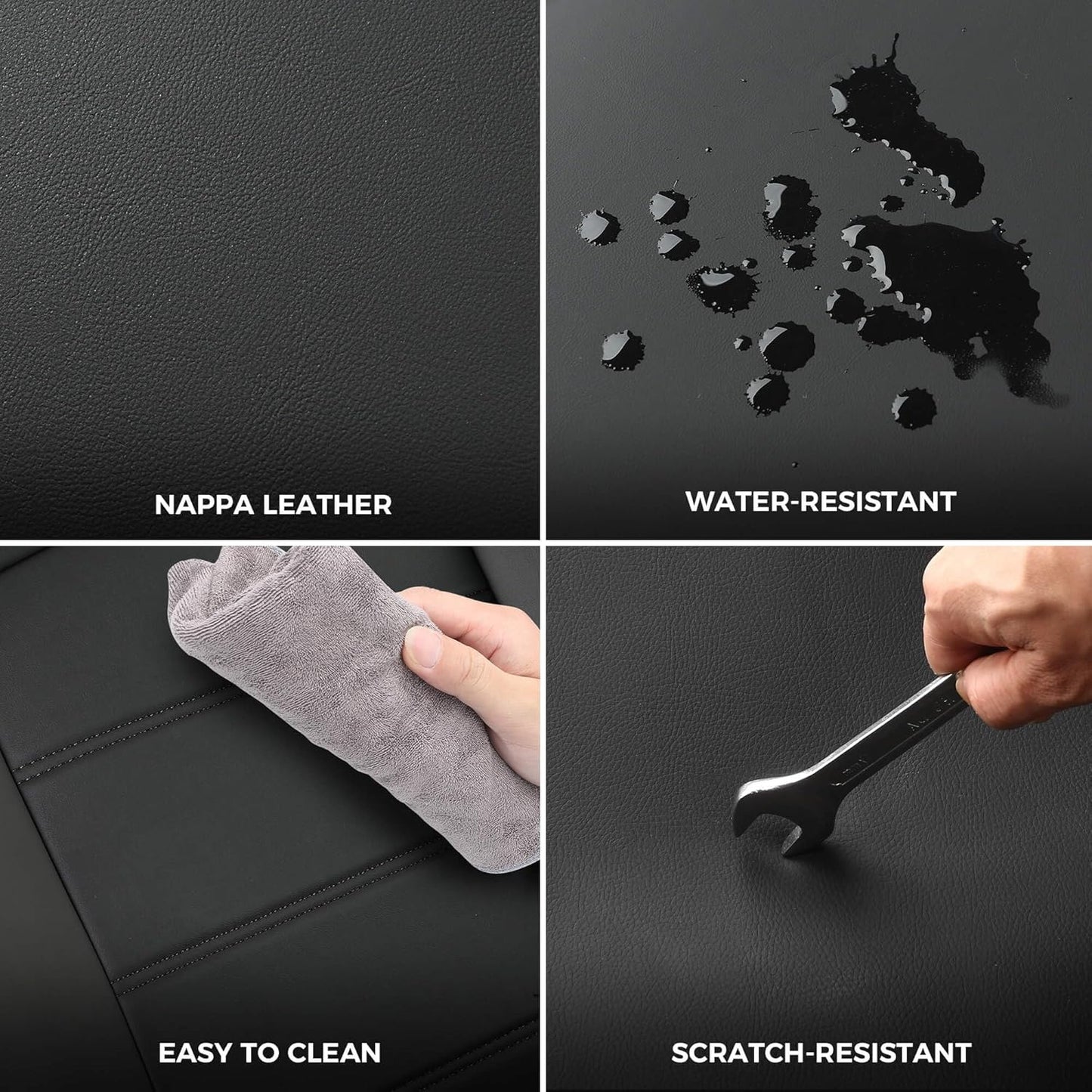 Seat Covers for Toyota 4Runner 2011-2024, Faux Leather Car Seat Cover Full Set, 3-Row-Only for 7 Seats Version-Blackwhite