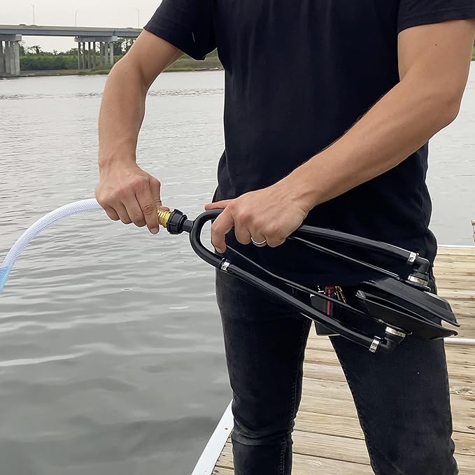 Dual Feed Muff Style Boat Motor Flusher | Use for Antifreeze Winterization or Common Water Flush | 5/8 Inch Standard Garden Hose Connection