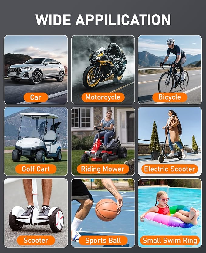 Tire Inflator Portable Air Compressor, 150PSI Air Pump for Car Tires, LED Light & Auto Shutoff, Cordless Electric Bike Tire Pump with Digital Pressure Gauge for Car, Motorcycle, Bicycle, Ball