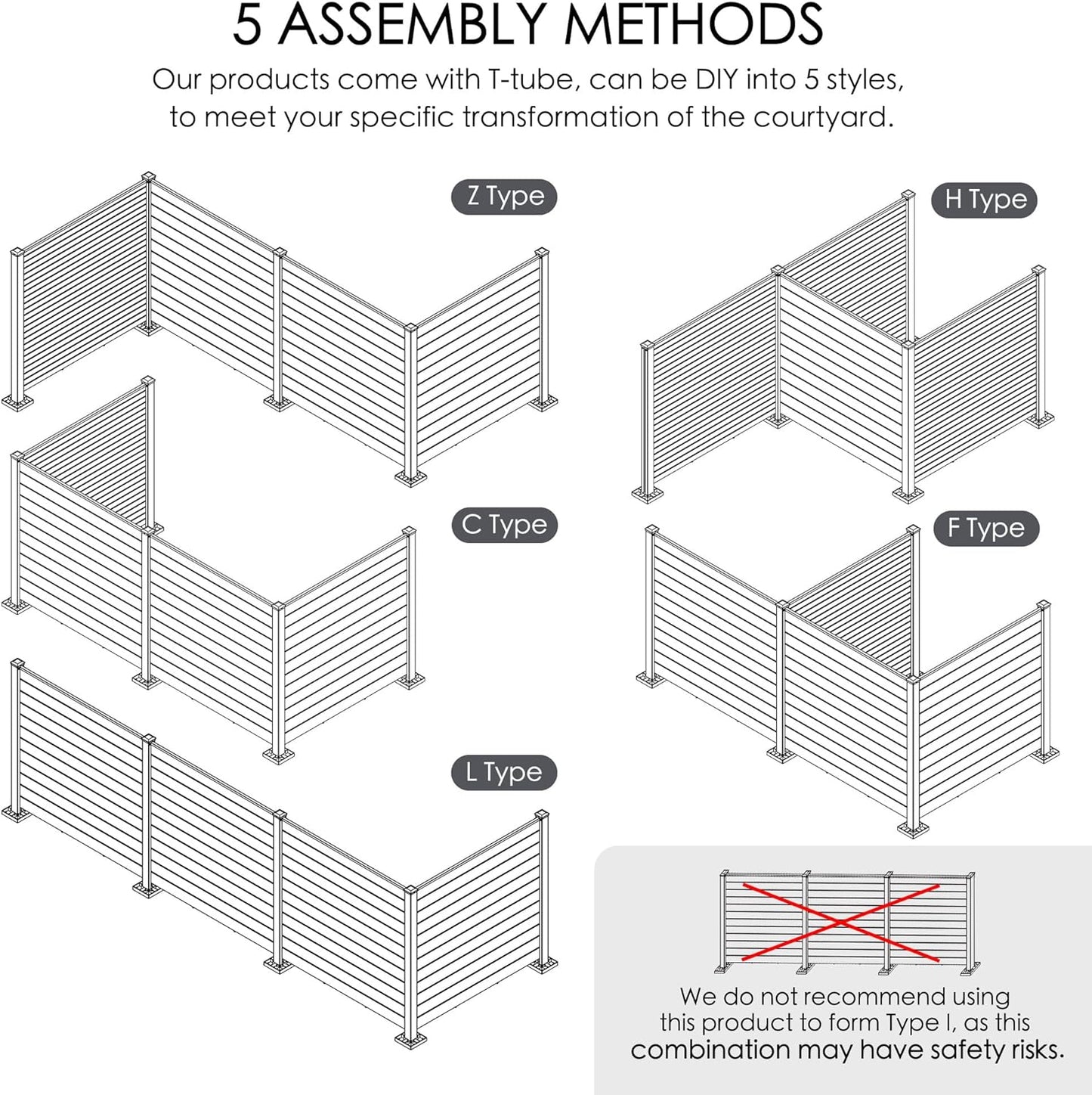 Kozyard 50" W x 48" H Outdoor Privacy Screens Aluminum Post, Air Conditioner Fence Panels, Pool Equipment Enclosure, Trash Can Screens Fence Kit for Outside Backyard Patio (White/4Panels)