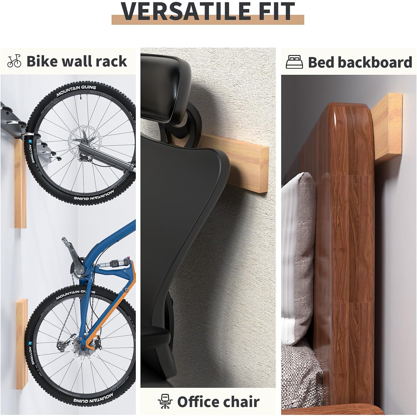 GWP04 Wood Grain Garage Wall Protector Car Door Protectors, Parking Stopper for Garage, Tool-Free, Designed in Germany (4-Pack)