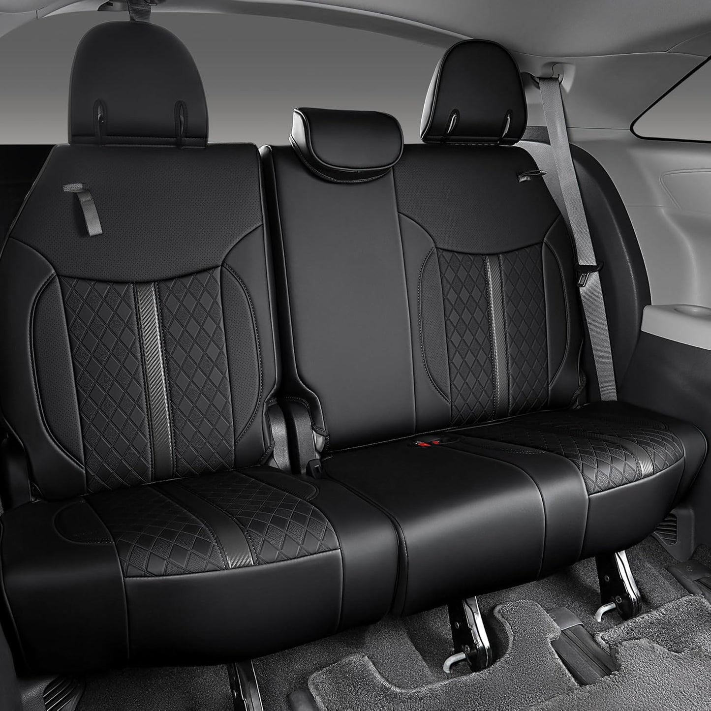 Custom Fit Sienna Seat Covers for Toyota Sienna LE,XLE 2021-2025 3-Row Accessories Full Coverage Waterproof Leather Car Seat Covers Full Set (Black, 7-Seat)