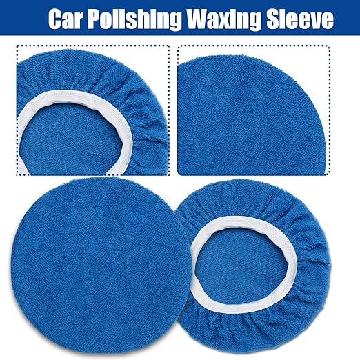 6 PCS Car Buffing Pads for 7-8 Inch Orbital Polisher, Microfiber Polishing Pad Buffer Polisher Bonnets, 7-8 Inch Polishing Pads Cover Waxing Pads for Car Detailing (Blue)