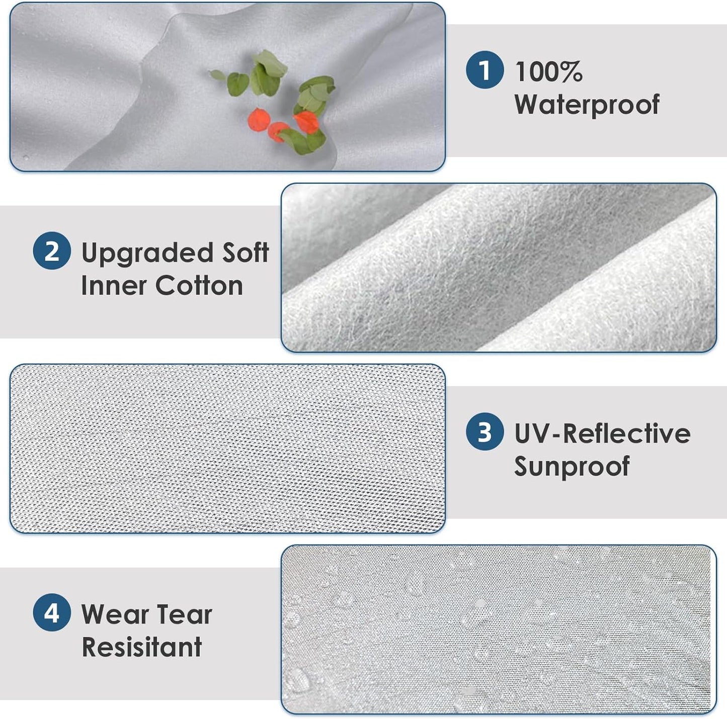 AUQDD 6-Layers Premium SUV Car Cover Waterproof All Weather Weatherproof UV Sun Protection Snow Dust Storm Resistant Outdoor Exterior Custom Form-Fit Full Padded Car Cover with Straps 178"-190" K7