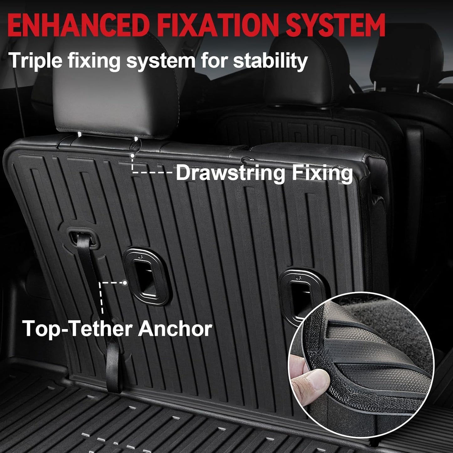 Floor Mats for Kia Telluride 2020-2024 2025 7-seat/8-seat Trunk Mat with Backrest Mat, All Weather TPE Cargo Liner Back Seat Cover Protector for 2025 Kia Telluride Car Accessories