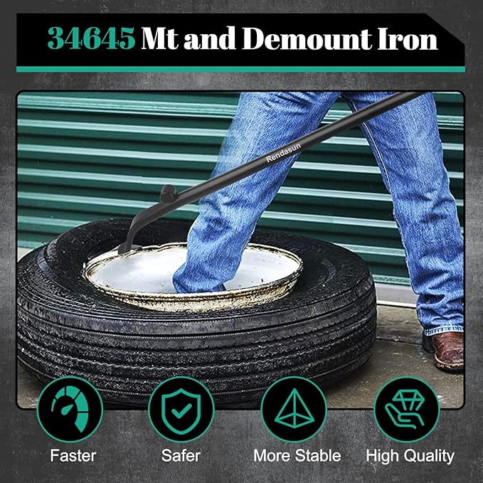 2 PCS Tire Mount and Demount Iron, 34645 Tire Iron, Tire Bars for Semi Tires, Tire Changing Tools, Semi Truck Tire Tools, 37In, 3/4 in, Black