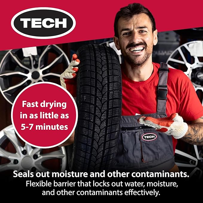 Heavy-Duty Blue Vulcanizing Fluid - Tire Repair Cement, Use with TECH Tire Stems and Patches, 8oz Bottle w/Brush Cap