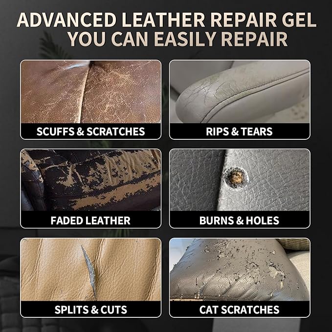 2025 New Advanced Leather Repair Gel, Upgrade Leather Repair Kit for Car Seat Vinyl Repair Kit, Professional Leather Repair Coloured Cream Gel, Multifunctional Couch and Jacket Repair Kit (Blue)
