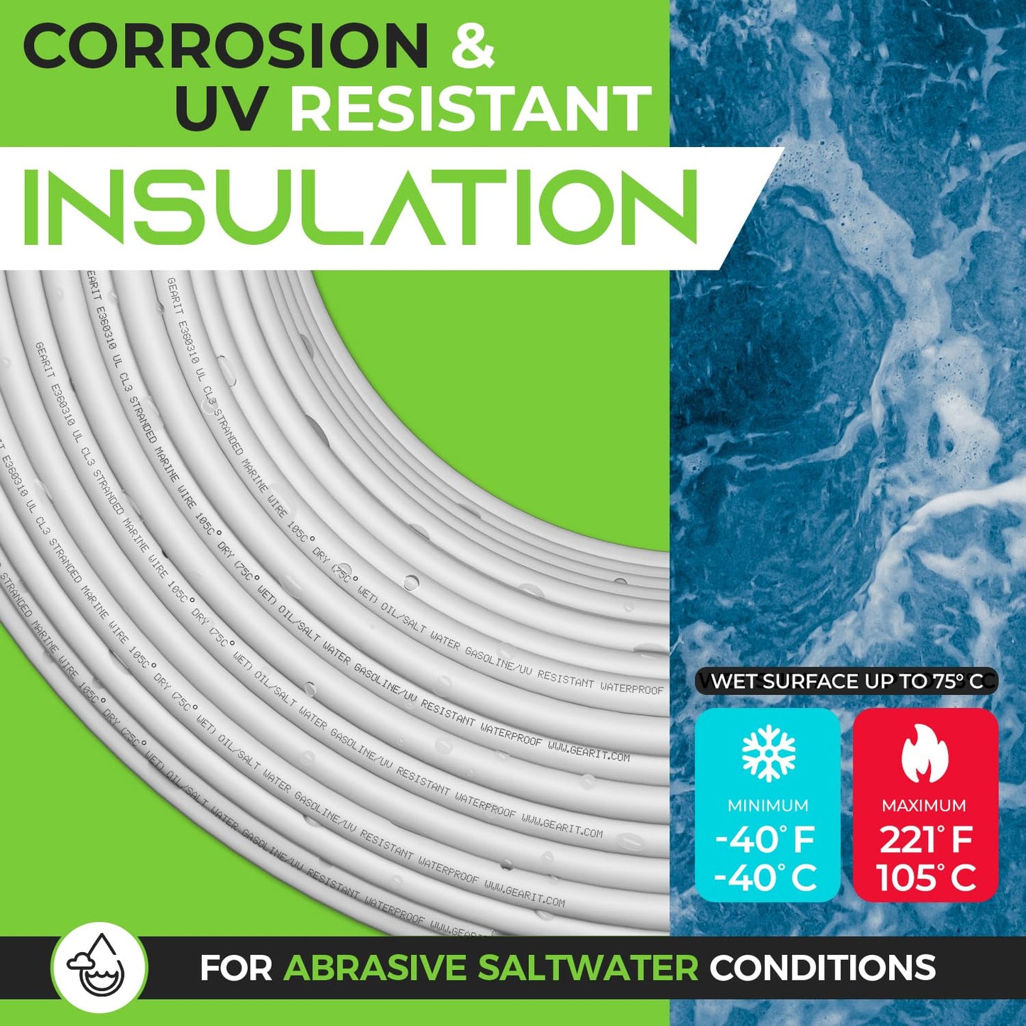 GEARit 6 Gauge Marine Electrical Primary Wire, 6 AWG (100ft) Marine Grade Tinned Copper Oxygen Free for Boat, Automotive, RV, Camper, Trailer