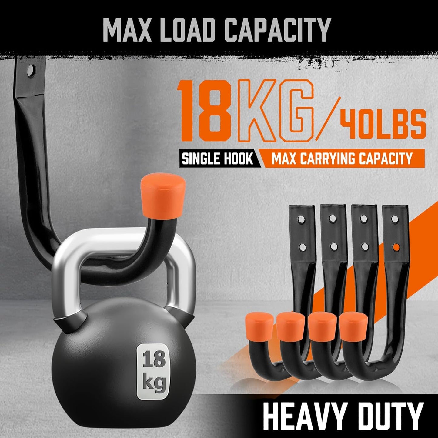 HORUSDY 10-Pack Garage Hooks, Utility Hook, 9" & 6” Garage Heavy Duty Wall Hook for Bikes, Kayak and Hanging Ladders