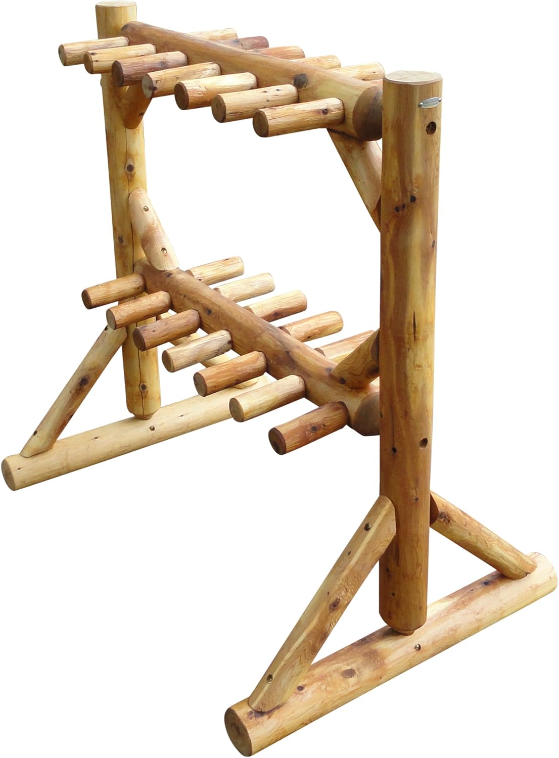 11-Place Freestanding Log Ski Rack Holder, Indoor & Outdoor Snowboard Racks, Standing Storage, Garage Racks for Snow Skis, Durable Snowboard Rack Garage Storage Organizer - Natural + 15" Anchor Kit