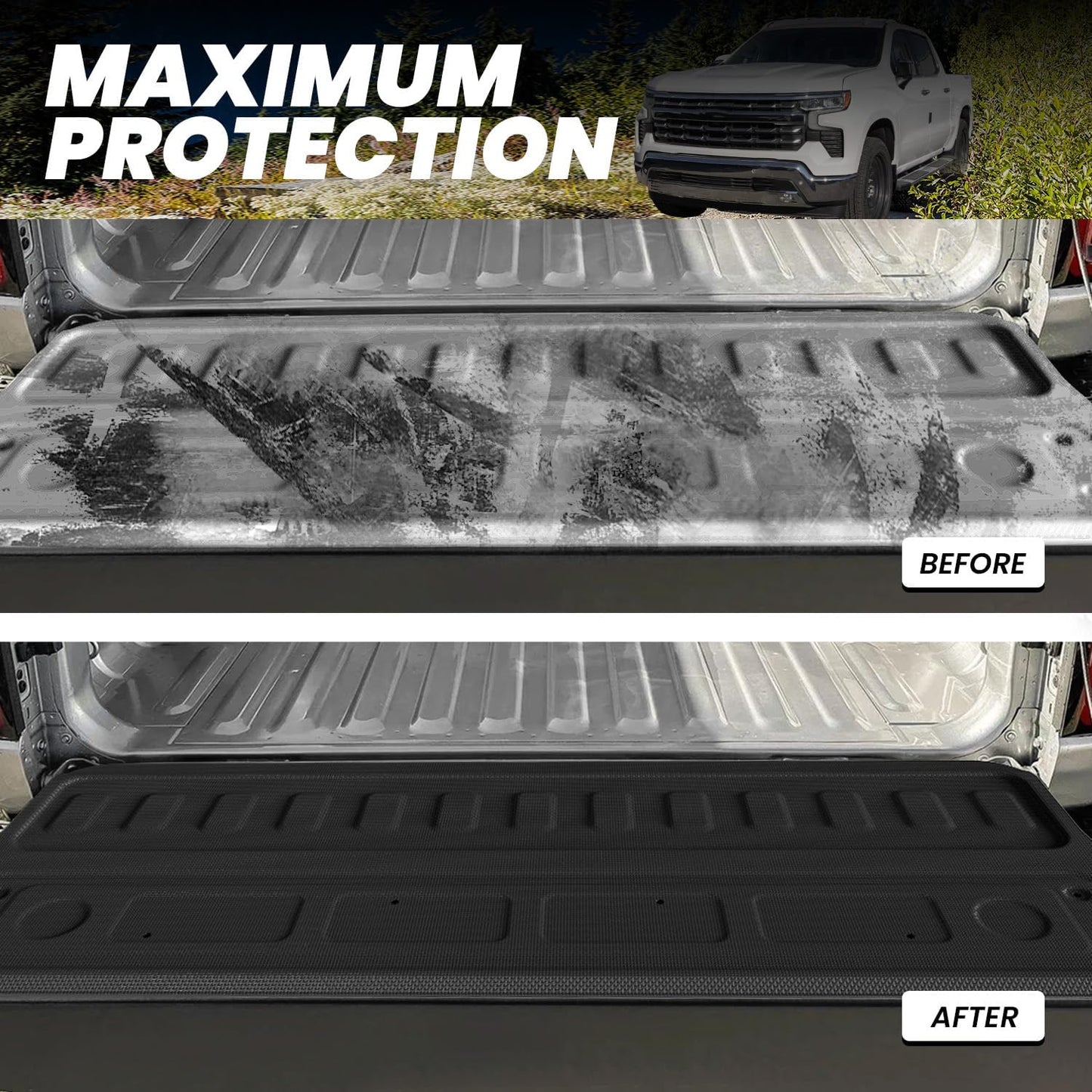 LASFIT Truck Tailgate Mat 2020-2025 for Chevrolet Chevy Silverado & GMC Sierra 2500HD/3500HD (Not fit MultiPro Tailgate), All Weather TPE Tailgate Protector Liner for Chevrolet Accessories, Black