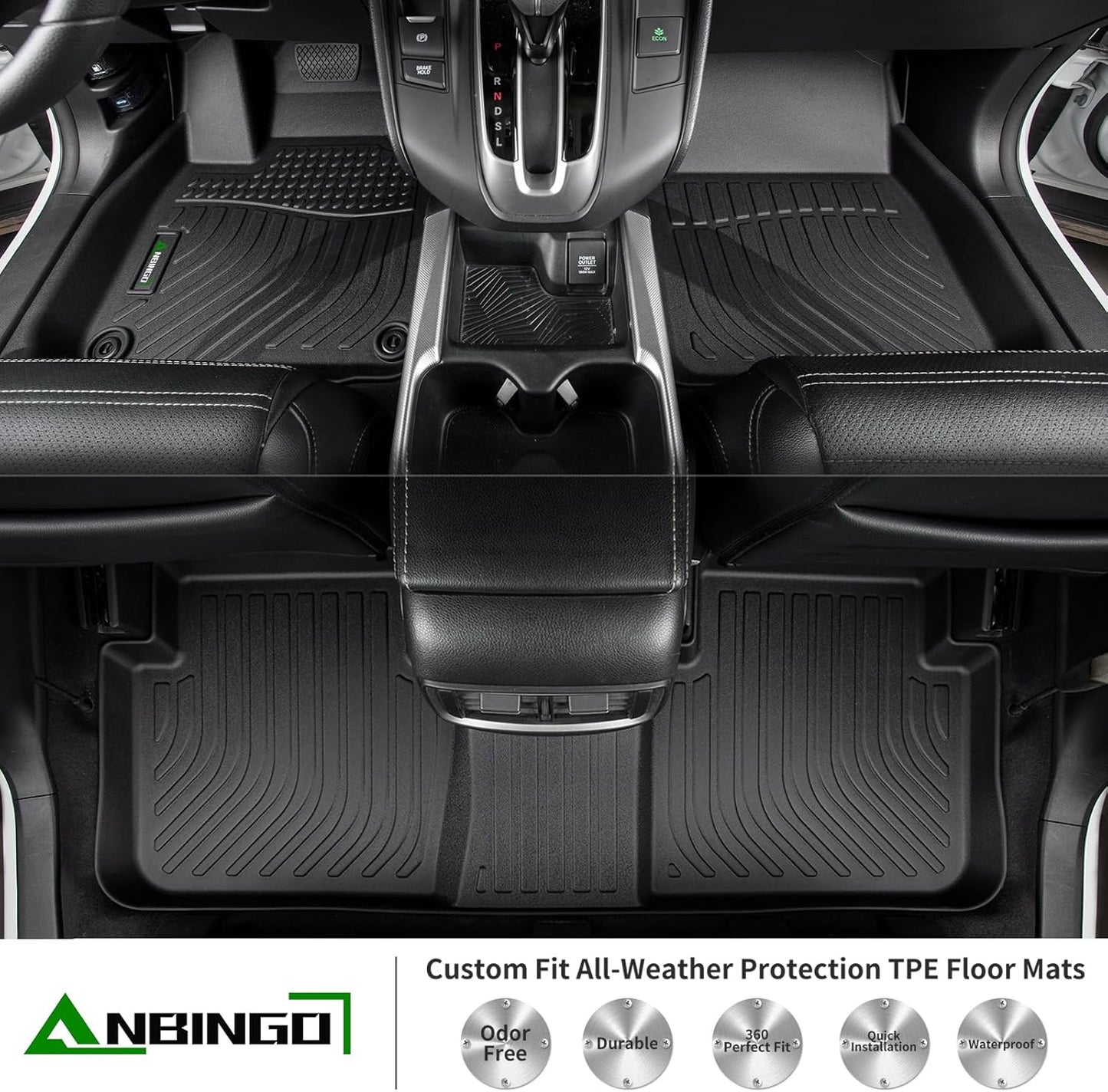 ANBINGO®Floor Mats Fit for Honda Accord Sedan 2023-2025 (Include Hybrid Models) All Weather Mats for Accord 2023 TPE Car Mat Rugs for Accord 2024 Rubber Trunk Carpet for Accord 2025 Accessories