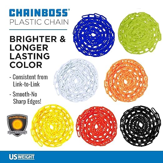 US Weight Security Chain with Plastic Chain Links Enhanced with SunShield UV-Resistant Technology, Made in the USA