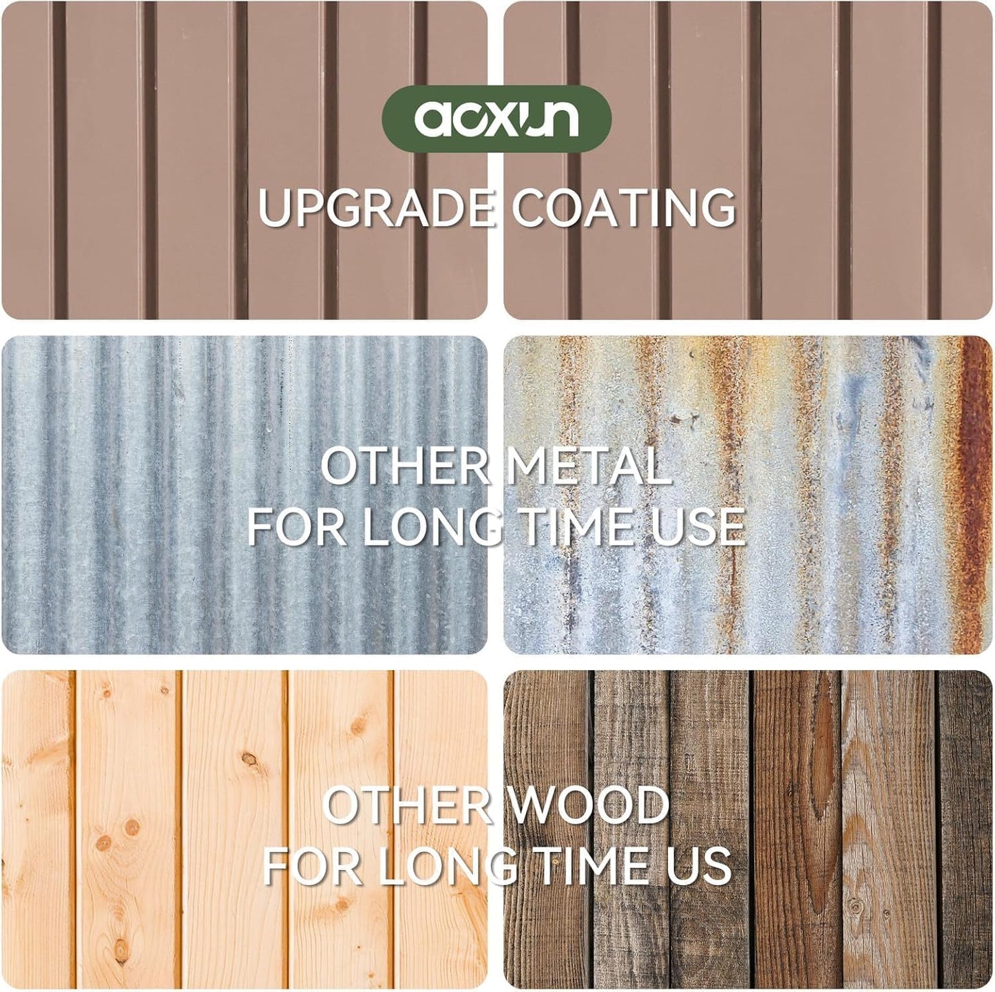 Aoxun 5x3 FT Shed Outdoor Waterproof Storage Shed Metal Garden Shed with Lockable Doors & Slooping Roof for Backyard, Patio, Poolside (Brown)