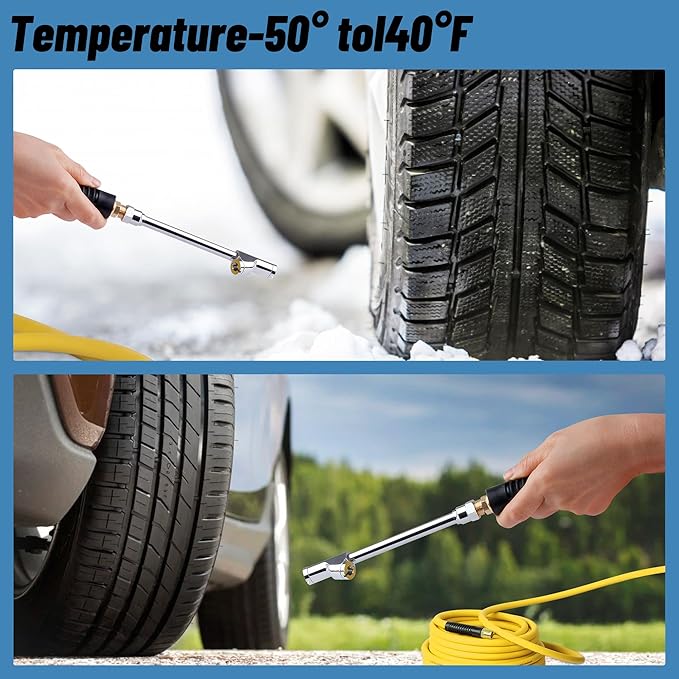 Truck Tire Inflator Kit, 3/8” x 50FT Hybrid Air Hose with 1/4" Chuck and 1/2" NPT Universal Gladhand Connection