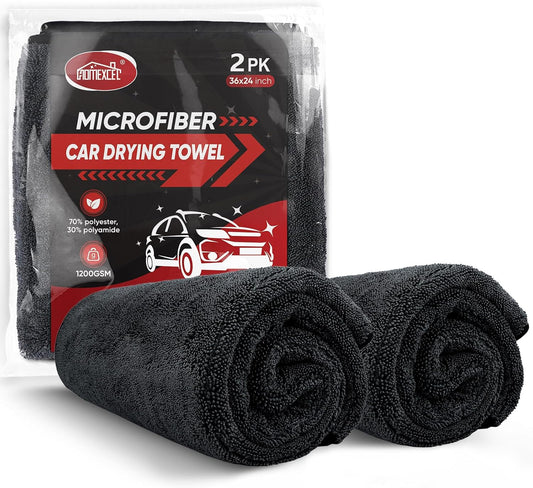 HOMEXCEL Car Drying Towel (36"x 24"), 1200GSM Ultra Absorbent Car Cleaning Cloth, Streak-Free Microfiber Drying Towel, Great for Cars, Trucks, SUVs, RVs, Motorcycles, 2 Packs