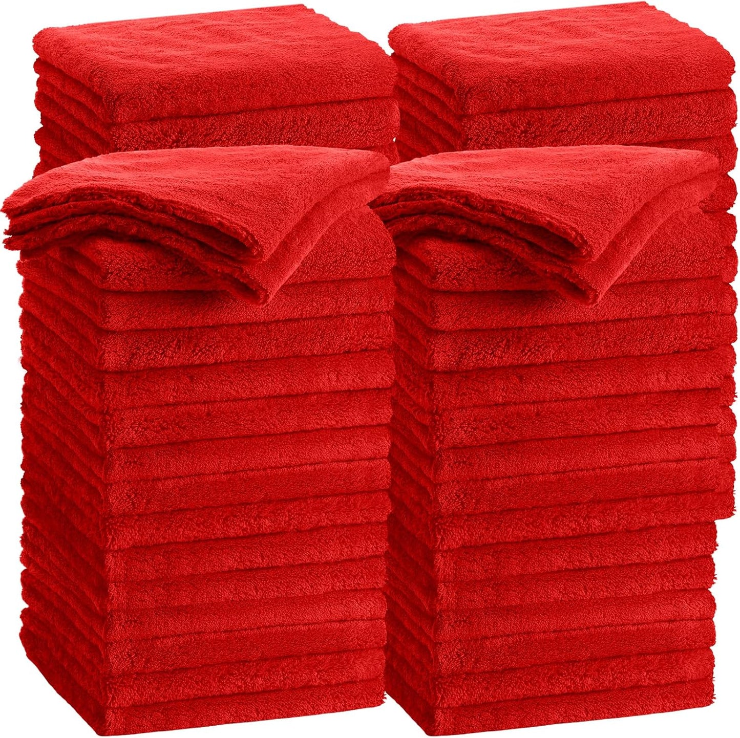 Shimeyao 30 Pcs Edgeless Microfiber Plush Towels for Cars Detailing Drying Wash Polishing Absorbent Cleaning Cloths, 500 GSM, 16 x 16 Inch(Red)