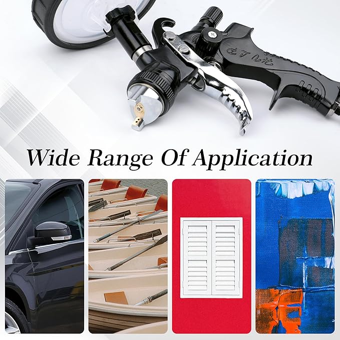 HVLP Spray Gun with 10Pcs 600ML Disposable Paint Cups, 4 Nozzles,1.4/1.7/2.0/2.5mm, Automotive Gravity Feed Paint Spray Gun Kit with Air Compressor Regulator for Auto (Black)