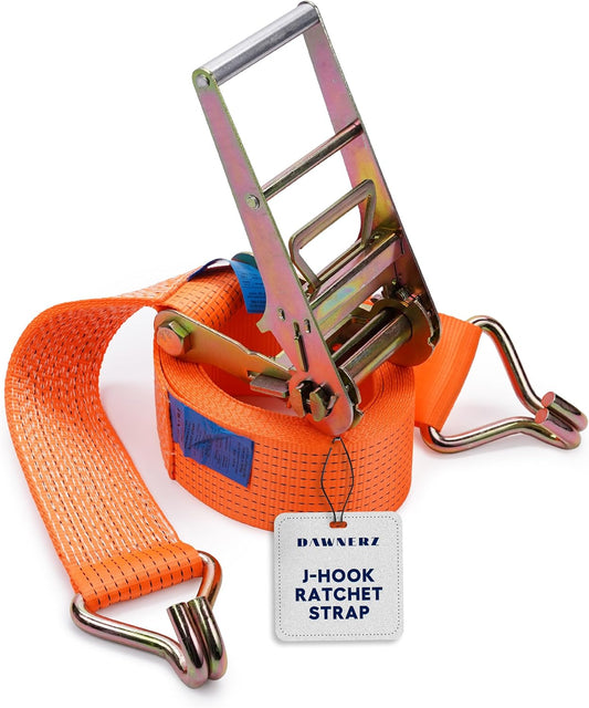 Ratchet Straps with Double J Hook 4 inch X 40 ft - Heavy Duty Ratchet Straps 22000 Lb Breaking Strength - Cargo Tie Downs for Truck and Trailer