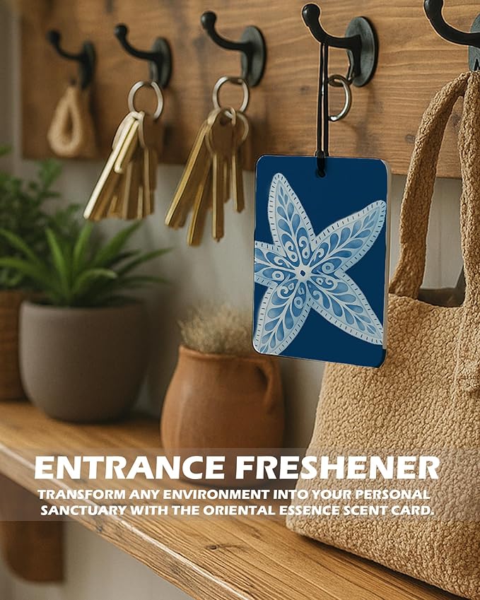 Blue Ocean Beach Cologne Car Air Freshener 4 Pcs, Coastal Crab Oyster Starfish Seashell Hanging Air Freshener for Cars Bathroom Dorm Books Decor, Beachy Accessories Gifts for Women Girls