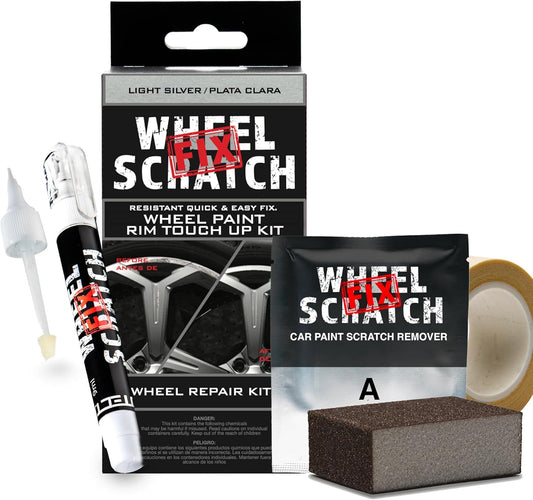 Silver Rim Touch Up Paint Kit, Car Wheel Scratch Repair Kit, Wheel Touch Up Paint Pen, curb rim repair kit, curb rash repair Kit, Universal Rim Alloy Wheel Paint Color Black, Silver, Gray (Light Silver)