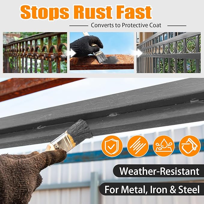 Rust Converter Paint Gray 35oz – 2-in-1 Rust Proof Paint & Metal Primer, Anti Rust Coating, Rust Prevention Coating, Car Rust Treatment, Metal Rust Inhibitor, Rust Remover for Auto & Tools