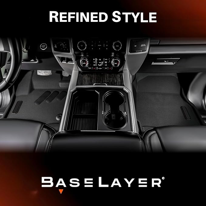 BaseLayer Elite Floor Mats for Ford F150 (2015-2025) SuperCrew and (2022-2025) Lightning with Rear Fold-Flat Storage - Made in USA – Precision Fit Heavy Duty All-Weather Mats - Front & Rear