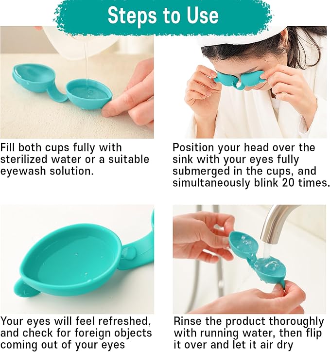 Eye Wash Cups, Remove Debris or Irritants and Feel Refreshed, Clean Both Eyes Simultaneously by just Blinking 20 Times, Made of Silicone for Safety and Flexibility. (Purple)