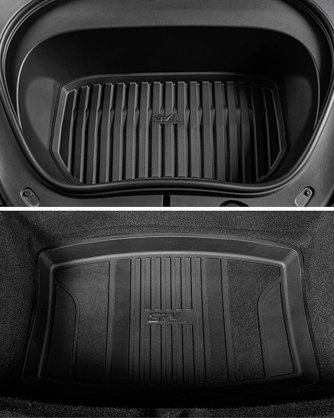 3W Tesla Model 3 Floor Mats 2026 2025 2024 with Mental Pedal, Full Set with Cargo Liner, Highland All Weather Custom Fit Rear Trunk Mat Accessories Black