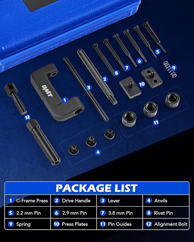 Orion Motor Tech 19pc Chain Brake Tool Kit with C Frame 3 Anvils 5 Break Tips, Dirtbike ATV Bicycle Motorcycle Chain Tool Chain Link Removal Tool Chain Rivet Tool for Cam & 25 to 630 Chains