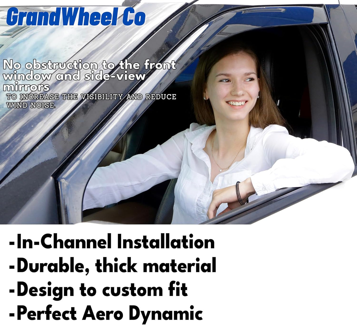 Window Deflectors Smoke Tinted in-Channel Side Window Vent Visor Deflectors Rain Guards Compatible with Ascent 2019-2025 - 4pcs. GW0882