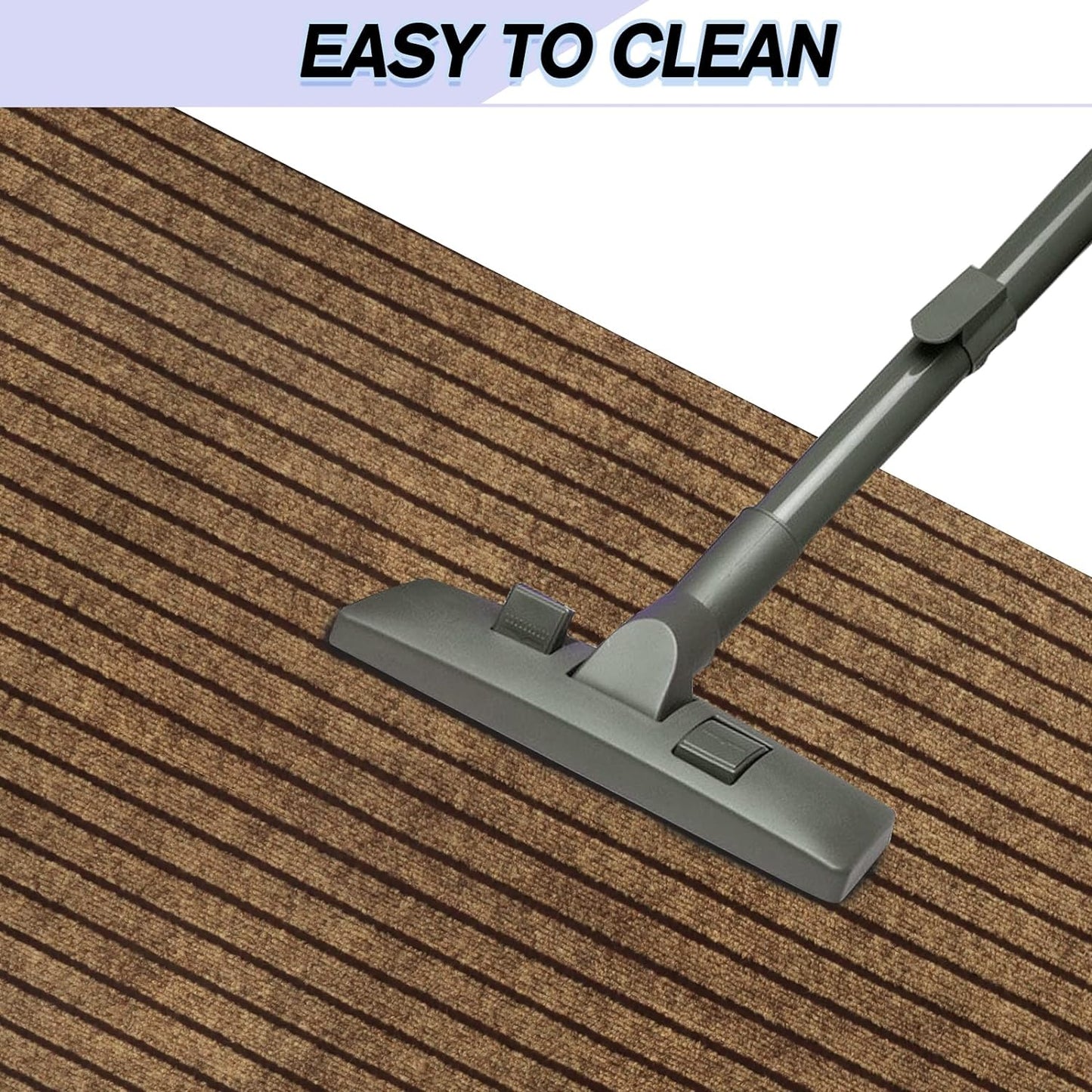 Custom Size Backed Non-Slip Area Rugs Runner, Easy Clean, Waterproof Runner Rugs for Hallway Entryway, Kitchen, Laundry, 3FT x 61FT, Brown Stripe