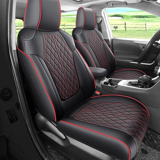 Rav4 Seat Covers Custom Fit for Toyota Rav4 Full Set Faux Leather Car Seat Covers Waterproof Full Coverage (Black Redline, 2013-2018 LE/XLE/Premium/Limited)