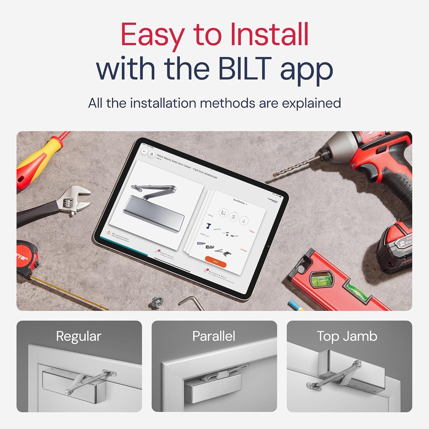 Lawrence Extra Heavy Duty Door Closer Commercial Grade 1 - Adjustable 6-Speed Delayed-Action Door Control with 3 Pistons – Flexible Installation with Included Hardware - Embassy Series LH8016