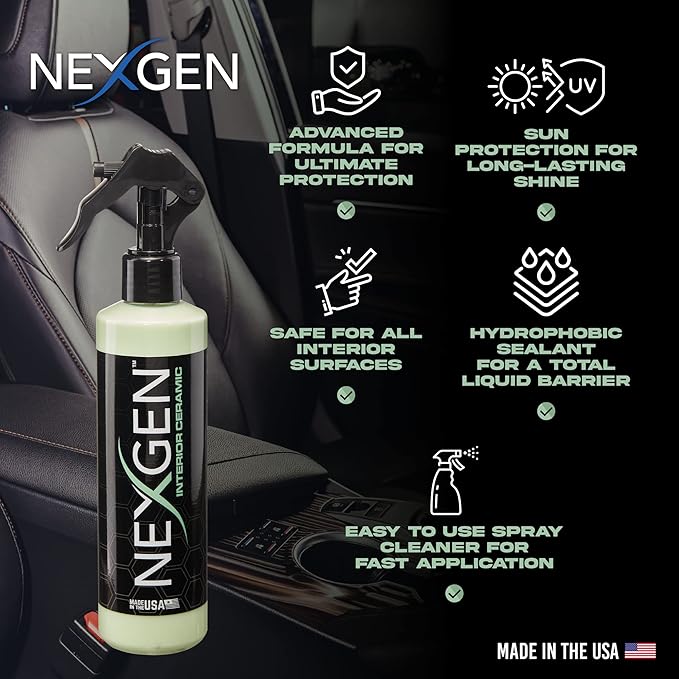 Nexgen Exterior Ceramic Spray & Interior Ceramic Spray - Complete Ceramic Coating Pack for Interior and Exterior to protects your vehicle from Environmental Contaminants (16 oz)