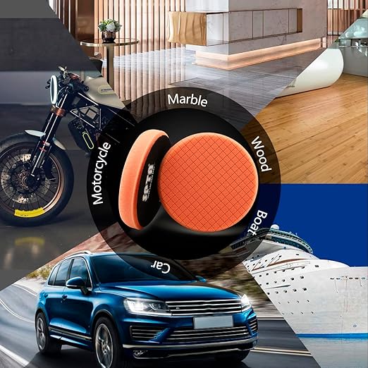 T40 Orange Medium-Cut Foam Polishing Pads, SPTA 3Pcs 6.5 Inch Face for 6 Inch 150mm Backing Plate Compound Buffing Sponge Pads for Car Buffer Polisher Compounding, Polishing and Waxing -X00224Y6O3