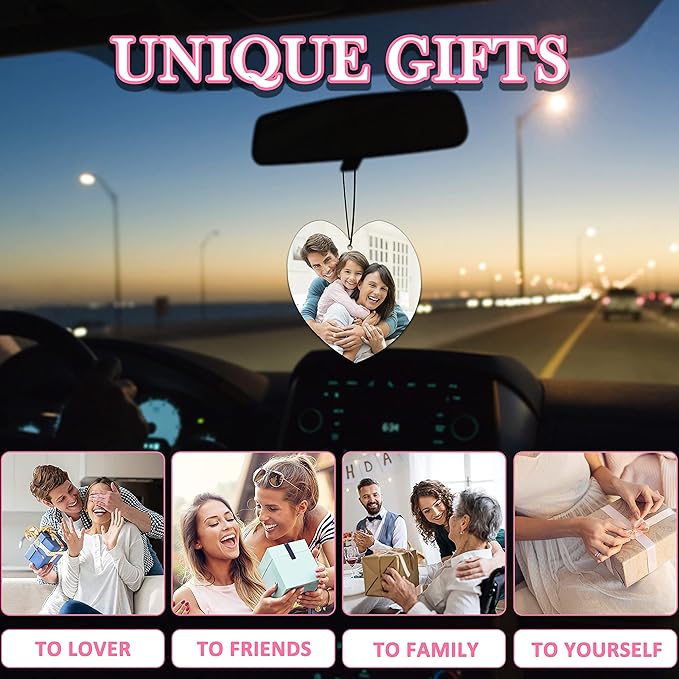Custom Air Freshener for Car - Double Sided photo Personalized Air Freshener for Car with Multiple Fragrances Decorations for Wardrobe, Bathroom,Hanging Ornaments (Unique Scented Gift) (Heart)