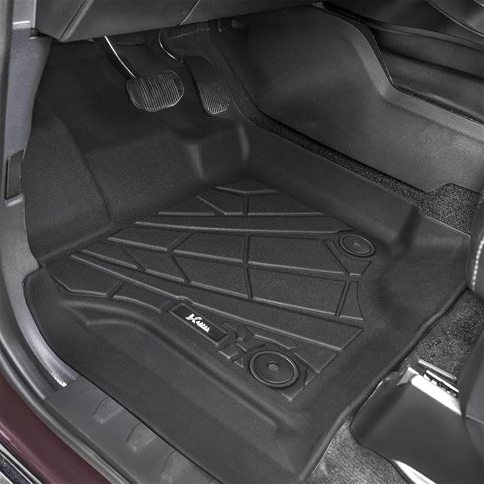 KARPAL Floor Mats Fit 2017-2025 Ford F250/F350/F450 SuperDuty CrewCab (2nd Row with Fold Flat Storage) All Weather TPE Custom Fit F-250 Accessories Upgraded Floor Liners (Not for Vinyl Floor)