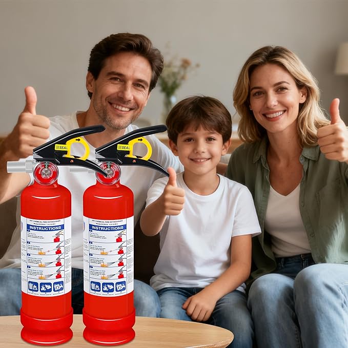 4-Pack ABC Fire Extinguisher for Home & Vehicle - 2.5 lb 1-A:10-B:C Rated Dry Chemical, Quick-Release Handle Fire Safety Gear, Certified for Kitchen Car Boat RV Grill