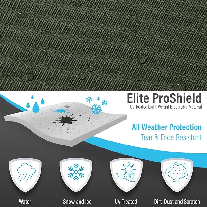 EliteShield Lightweight ATV Cover, Weatherproof Quad Four Wheeler Cover for Polaris Kawasaki Yamaha Suzuki Honda Arctic Cat Can-Am, Olive Drab Color fits ATVs, Garden Tractors up to 80" Long