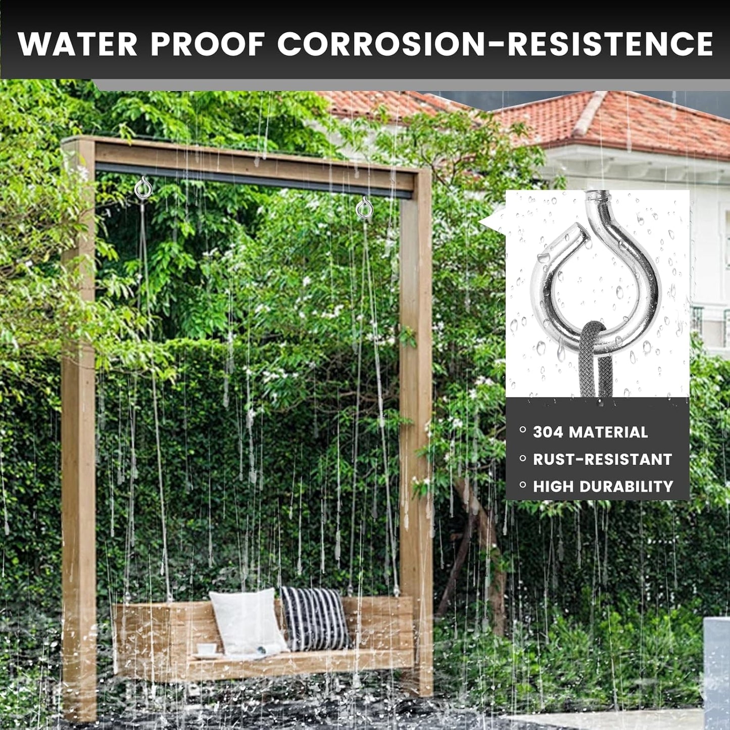 8Pcs Self Tapping Eyelet Screw Eye Bolt，4 Inch Heavy Duty Screw Eyes Hooks ，M8 Wooden Large Screw Eye Hook，Load Capacity 500 Lbs for Hammock ，Yoga，Heavy Indoor Outdoor Uses (8, M8-4 INCH)