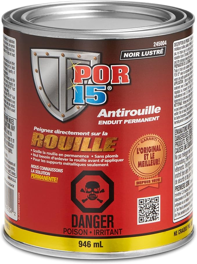 POR-15 Rust Preventive Coating, Stop Rust and Corrosion Permanently, Anti-rust, Non-porous Protective Barrier, 32 Fluid Ounces, Gloss Black