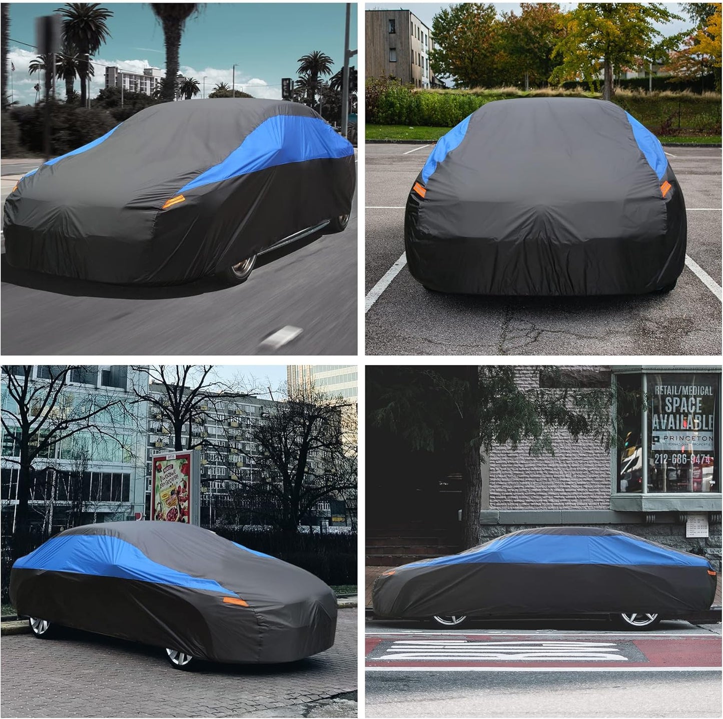 Car Cover Waterproof All Weather,Outdoor Car Cover for Automobiles,Full Exterior Cover Windproof Outdoor car Cover UV/Snow/Hail/Dust Protection Fit Sedan-Length 181" to 190"