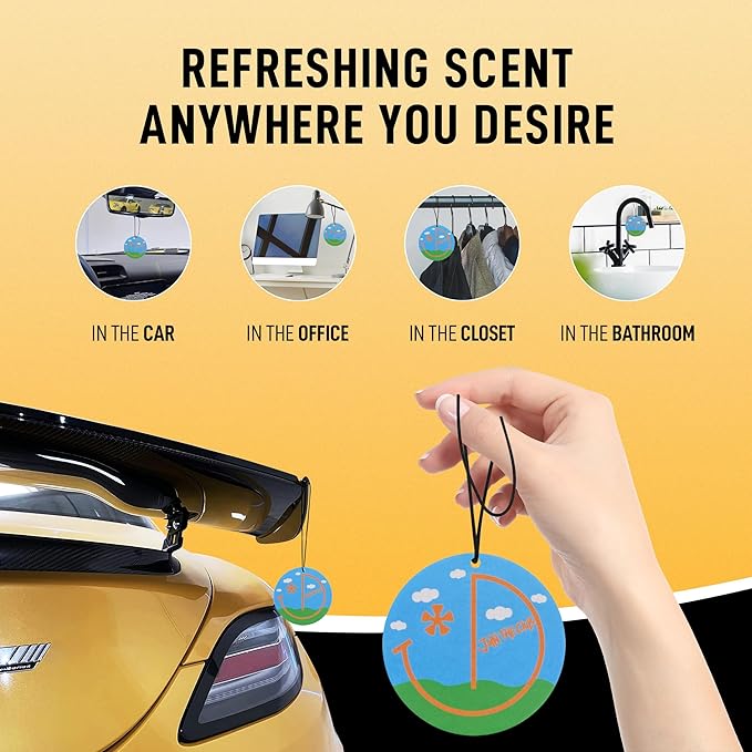 Join the Club Natural Essential Oils Car Air Freshener Hanging | 6 Pack Blue Sky - Flower in the Woodland Scent | Non-Toxic Aromatherapy Car Fresheners for Women - Perfect for Cars and Small Spaces