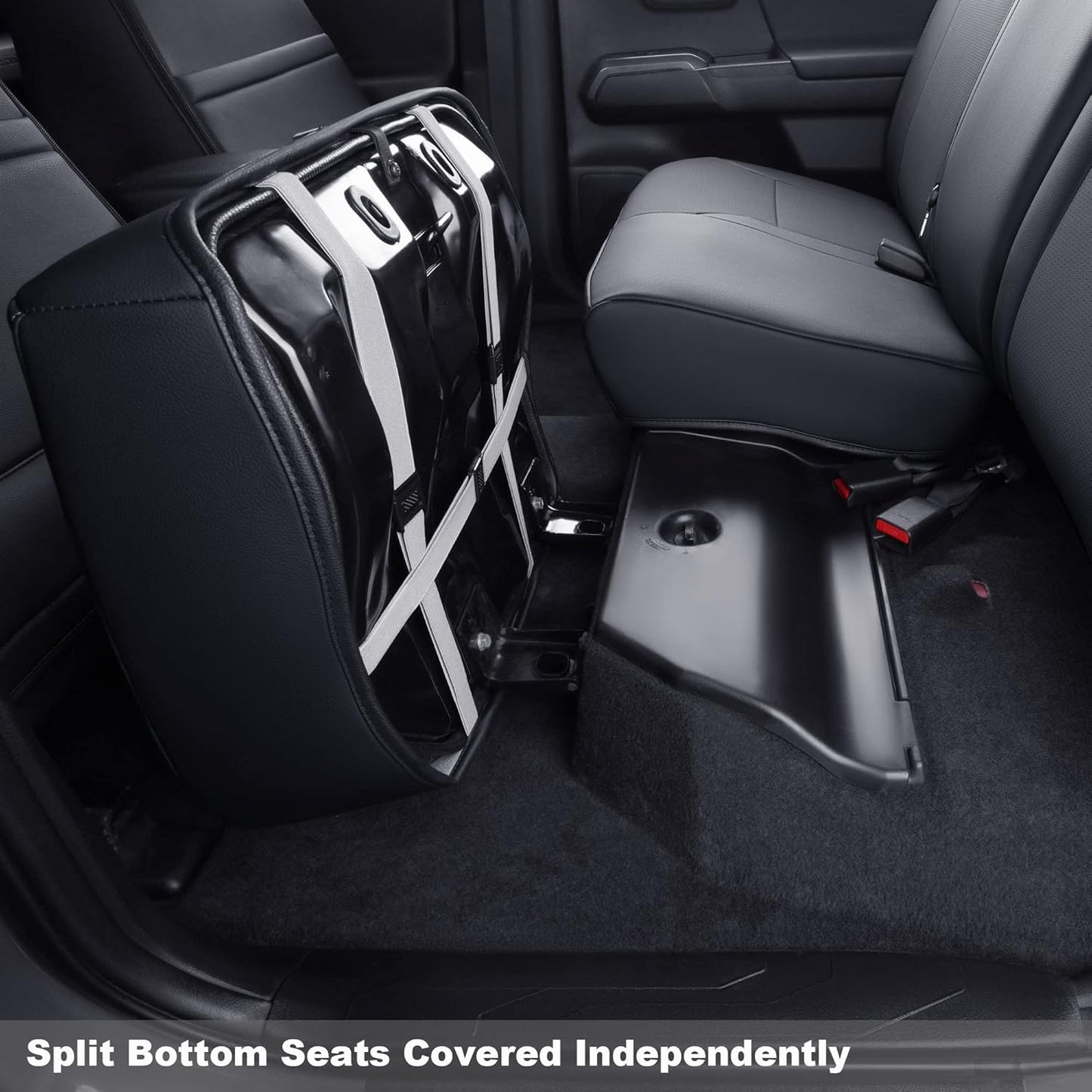 LUCKYMAN CLUB Tacoma Custom Fit Seat Covers for 2016-2023 Tacoma Crew Cab with Faux Leather (Black)