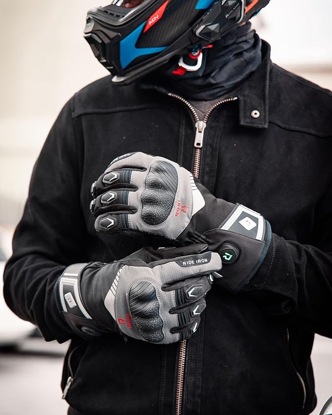 Heated Motorcycle Gloves for Men with CE Level 1 KP, 7.6V 3000mAh Rechargeable Heated Gloves Touchscreen Protective Gears