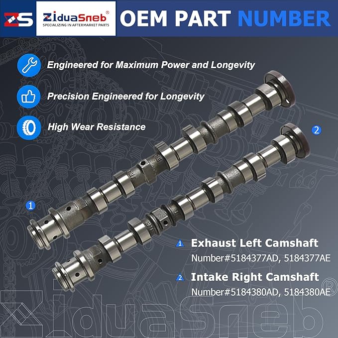 3.6 4Pcs Intake&Exhaust Camshafts Timing Chain Kit Water Pump Oil Pump Valve Lifters Rocker Arms Fit For Chrysler Dodge Jeep Ram 3.6L V6 DOHC 2011-2016 5184377AG 5184378AG 5184379AG 5184380AG 90511S